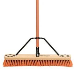 Leonard Dual-Bristle Push Broom, 24-Inch Wide Block With Steel Handle -Starry Sky Garden 2624 2