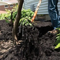 Leonard 6 Tine Forged Steel Manure Fork With 30 Inch D Grip Handle -Starry Sky Garden amf6d 3 1