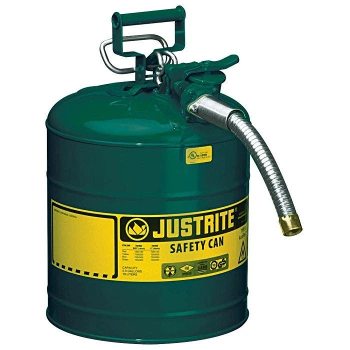 Justrite Type II Accuflow Safety Can, 5 Gal, Green 3 Justrite Type II Accuflow Safety Can, 5 Gal, Green