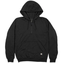 BERNE Mastic Thermal-Lined Hooded Quarter-Zip, Black, 2XL Tall